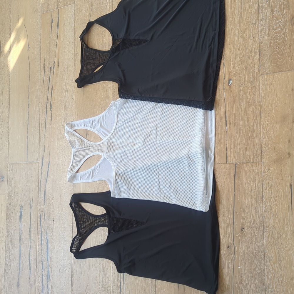 Lot of 3 fishnet back workout tops